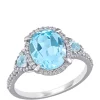 Brand new 🥰 4 ct. t.w. Blue Topaz, 1/4 ct. t.w. Diamond 3-Stone Halo Ring by Belk & Co. 🥰