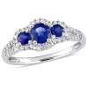 Best deal 👍 7/8 ct. t.g.w. Blue Sapphire and 1/4 ct. t.w. Diamond 3-Stone Ring in 10K White Gold by Belk & Co. ❤️