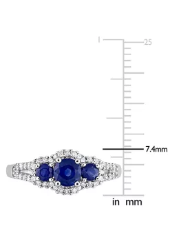 Best deal 👍 7/8 ct. t.g.w. Blue Sapphire and 1/4 ct. t.w. Diamond 3-Stone Ring in 10K White Gold by Belk & Co. ❤️ -DealsBelk & Co. Store Belk 30163