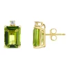 Budget 🔔 14K Gold 8x6 Emerald Cut Peridot Diamond Accent Earrings by Belk & Co. 😀