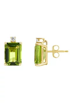 Budget 🔔 14K Gold 8x6 Emerald Cut Peridot Diamond Accent Earrings by Belk & Co. 😀 -DealsBelk & Co. Store Belk 30168