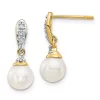 Top 10 👍 0.082 ct. t.w. Diamond and 6-7mm White Round Freshwater Cultured Pearl Dangle Earrings in 14K Yellow Gold by Belk & Co. ⭐