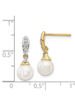 Top 10 👍 0.082 ct. t.w. Diamond and 6-7mm White Round Freshwater Cultured Pearl Dangle Earrings in 14K Yellow Gold by Belk & Co. ⭐ -DealsBelk & Co. Store Belk 30172