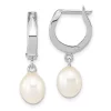 Cheap ✨ 14K White Gold 6-7mm Teardrop White Freshwater Cultured Pearl Hoop Dangle Earrings by Belk & Co. 😀