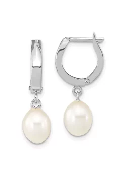 Cheap ✨ 14K White Gold 6-7mm Teardrop White Freshwater Cultured Pearl Hoop Dangle Earrings by Belk & Co. 😀 -DealsBelk & Co. Store Belk 30181
