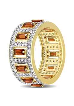 Brand new 🥰 Baguette Garnet and White Topaz Eternity Ring in Yellow Plated Sterling Silver by Belk & Co. 🔔 -DealsBelk & Co. Store Belk 30188