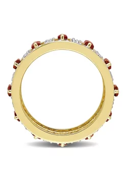 Brand new 🥰 Baguette Garnet and White Topaz Eternity Ring in Yellow Plated Sterling Silver by Belk & Co. 🔔 -DealsBelk & Co. Store Belk 30189