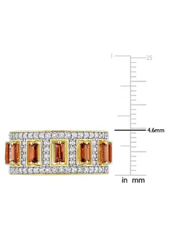 Brand new 🥰 Baguette Garnet and White Topaz Eternity Ring in Yellow Plated Sterling Silver by Belk & Co. 🔔 -DealsBelk & Co. Store Belk 30190