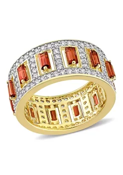 Brand new 🥰 Baguette Garnet and White Topaz Eternity Ring in Yellow Plated Sterling Silver by Belk & Co. 🔔 -DealsBelk & Co. Store Belk 30192