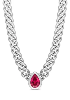 Budget 🎉 Lab Created 1.15 ct. t.g.w. Created Ruby Chain Necklace in Sterling Silver by Belk & Co. 🧨 -DealsBelk & Co. Store Belk 30200