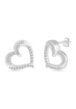Flash Sale 😉 1/8 ct. t.w. Sterling Silver Heart Earrings by Belk & Co. 🧨 -DealsBelk & Co. Store Belk 30202