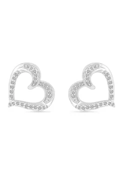 Flash Sale 😉 1/8 ct. t.w. Sterling Silver Heart Earrings by Belk & Co. 🧨 -DealsBelk & Co. Store Belk 30203