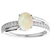 Cheap 🌟 Lab Created 1 1/2cttw Oval Shape Created Opal and Diamond Ring In Sterling Silver by Belk & Co. 😀