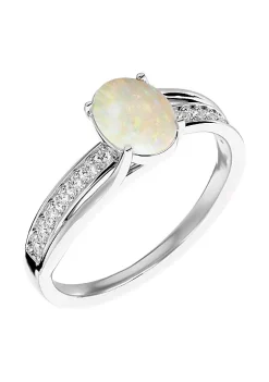 Cheap 🌟 Lab Created 1 1/2cttw Oval Shape Created Opal and Diamond Ring In Sterling Silver by Belk & Co. 😀 -DealsBelk & Co. Store Belk 30205