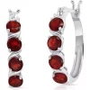 Buy 🥰 Round Garnet Statement Hoop Earrings in Sterling Silver (0.9 Inches) by Belk & Co. 🔔