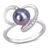 Wholesale ✨ 8-8.5 Millimeter Black Freshwater Cultured Pearl and Diamond Accent Heart Ring in Sterling Silver by Belk & Co. 🎉