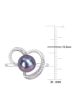 Wholesale ✨ 8-8.5 Millimeter Black Freshwater Cultured Pearl and Diamond Accent Heart Ring in Sterling Silver by Belk & Co. 🎉 -DealsBelk & Co. Store Belk 30224