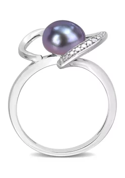 Wholesale ✨ 8-8.5 Millimeter Black Freshwater Cultured Pearl and Diamond Accent Heart Ring in Sterling Silver by Belk & Co. 🎉 -DealsBelk & Co. Store Belk 30225