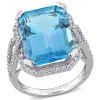 Outlet ❤️ 16 ct. t.g.w. Sky Blue Topaz and 1/2 ct. t.w. Diamond Cocktail Ring in 14K White Gold by Belk & Co. 🎉