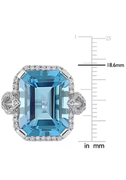 Outlet ❤️ 16 ct. t.g.w. Sky Blue Topaz and 1/2 ct. t.w. Diamond Cocktail Ring in 14K White Gold by Belk & Co. 🎉 -DealsBelk & Co. Store Belk 30239