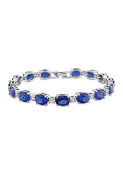 Best reviews of 🎁 Lab Created 32 CT TGW Oval Created Blue and White Sapphire Bracelet in Sterling Silver by Belk & Co. 🧨 -DealsBelk & Co. Store Belk 3024