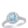 Discount ✔️ 1.6 ct. t.w. Aquamarine and 1/4 ct. t.w. Diamond Halo Engagement Ring in 14K White Gold by Belk & Co. ⭐