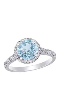 Discount ✔️ 1.6 ct. t.w. Aquamarine and 1/4 ct. t.w. Diamond Halo Engagement Ring in 14K White Gold by Belk & Co. ⭐ 5 Discount ✔️ 1.6 ct. t.w. Aquamarine and 1/4 ct. t.w. Diamond Halo Engagement Ring in 14K White Gold by Belk & Co. ⭐ -DealsBelk & Co. Store Belk 30251