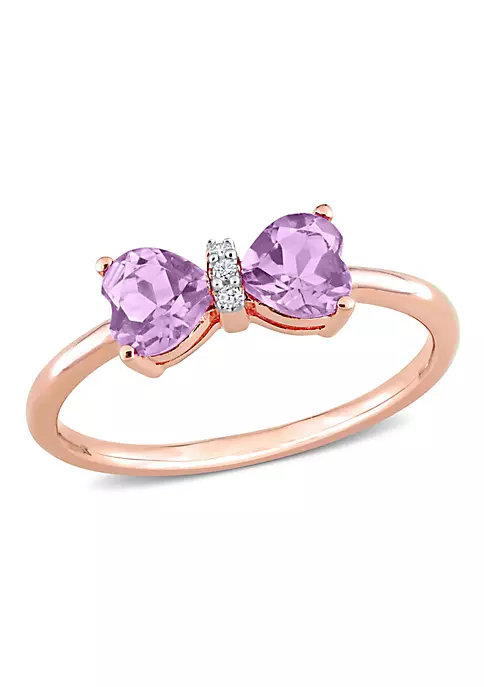 Brand new 😍 4/5 ct. t.g.w. Amethyst and Diamond Accent Bow Ring in 10K Rose Gold by Belk & Co. 😀 1 Brand new 😍 4/5 ct. t.g.w. Amethyst and Diamond Accent Bow Ring in 10K Rose Gold by Belk & Co. 😀