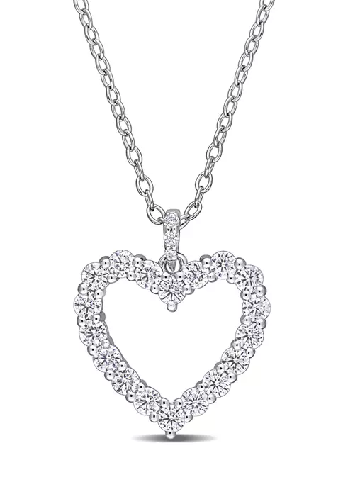 Budget ✨ 3/5 ct. t.w. Created Moissanite Open Heart Pendant with Chain in Sterling Silver by Belk & Co. 😉 5 Budget ✨ 3/5 ct. t.w. Created Moissanite Open Heart Pendant with Chain in Sterling Silver by Belk & Co. 😉 - Image 5