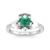 Hot Sale ⌛ Lab Created 1cttw Heart Shape Created Emerald and Diamond Claddagh Ring In Sterling Silver by Belk & Co. 🧨