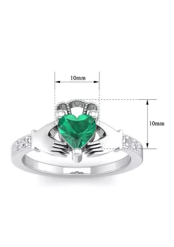 Hot Sale โ Lab Created 1cttw Heart Shape Created Emerald and Diamond Claddagh Ring In Sterling Silver by Belk & Co. ๐งจ 10 Hot Sale โ Lab Created 1cttw Heart Shape Created Emerald and Diamond Claddagh Ring In Sterling Silver by Belk & Co. ๐งจ -DealsBelk & Co. Store Belk 30287