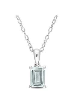 Budget โ 1 ct. t.g.w. Aquamarine Solitaire Pendant with Chain in Sterling Silver by Belk & Co. โจ