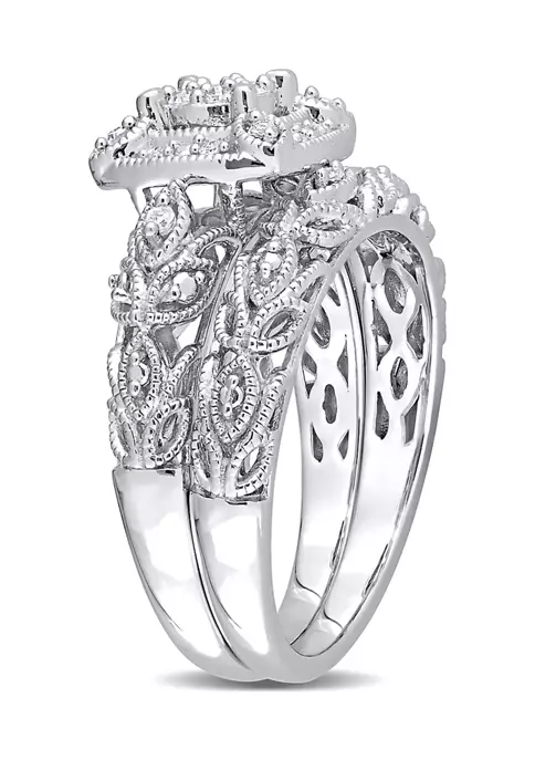 Cheapest ๐ 1/5 CT TW Diamond Vintage Bridal Set in Sterling Silver by Belk & Co. โ๏ธ 3 Cheapest ๐ 1/5 CT TW Diamond Vintage Bridal Set in Sterling Silver by Belk & Co. โ๏ธ - Image 3