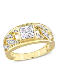 New ๐ Lab Created 1.3 ct. t.g.w. Created Moissanite Men's Ring with Link Design in 10K Yellow Gold by Belk & Co. ๐