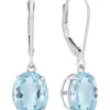 Wholesale 💯 Sterling Silver Oval Genuine Aquamarine Dangle Earrings by Belk & Co. 🥰