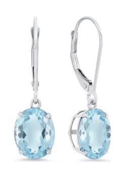 Wholesale 💯 Sterling Silver Oval Genuine Aquamarine Dangle Earrings by Belk & Co. 🥰