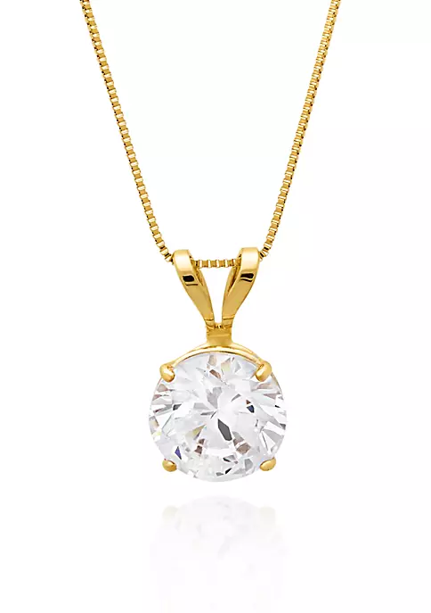 Discount ✨ 14k Yellow Gold 6mm Cubic Zirconia Pendant by Belk & Co. ❤️ 2 Discount ✨ 14k Yellow Gold 6mm Cubic Zirconia Pendant by Belk & Co. ❤️ - Image 2