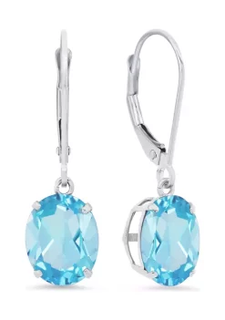 Outlet 🧨 Sterling Silver Oval Genuine Sky Blue Topaz Dangle Earrings by Belk & Co. 🧨