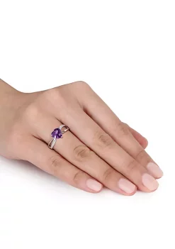 Flash Sale 😉 Amethyst and Diamond Heart Ring in Sterling Silver by Belk & Co. 🛒 -DealsBelk & Co. Store Belk 30384