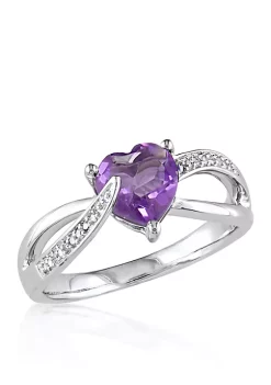 Flash Sale 😉 Amethyst and Diamond Heart Ring in Sterling Silver by Belk & Co. 🛒 -DealsBelk & Co. Store Belk 30385