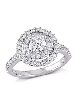 Best Pirce 😉 1 CT TW Diamond Ring Double Halo Engagement Ring in 14k White Gold by Belk & Co. 🎉