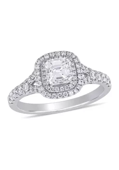 Cheapest 😀 1.2 ct. t.w. Diamond Asscher-Cut Halo Split Shank Engagement Ring in 14k White Gold by Belk & Co. 🔥