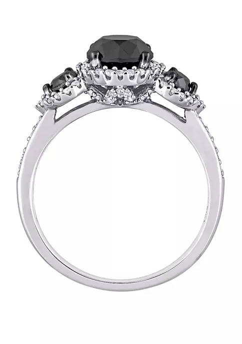 Best Sale 🛒 2 ct. t.w. Black and White Diamond 3 Stone Halo Engagement Ring in 10K White Gold by Belk & Co. 💯 3 Best Sale 🛒 2 ct. t.w. Black and White Diamond 3 Stone Halo Engagement Ring in 10K White Gold by Belk & Co. 💯 - Image 3