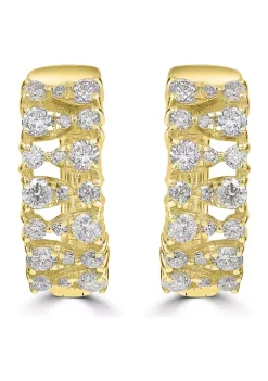 Flash Sale ⌛ 1/2 ct. t.w. Diamond Hoop Earrings in 14K Yellow Gold by Belk & Co. ⭐