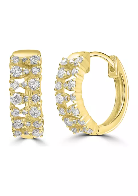 Flash Sale ⌛ 1/2 ct. t.w. Diamond Hoop Earrings in 14K Yellow Gold by Belk & Co. ⭐ 2 Flash Sale ⌛ 1/2 ct. t.w. Diamond Hoop Earrings in 14K Yellow Gold by Belk & Co. ⭐ - Image 2