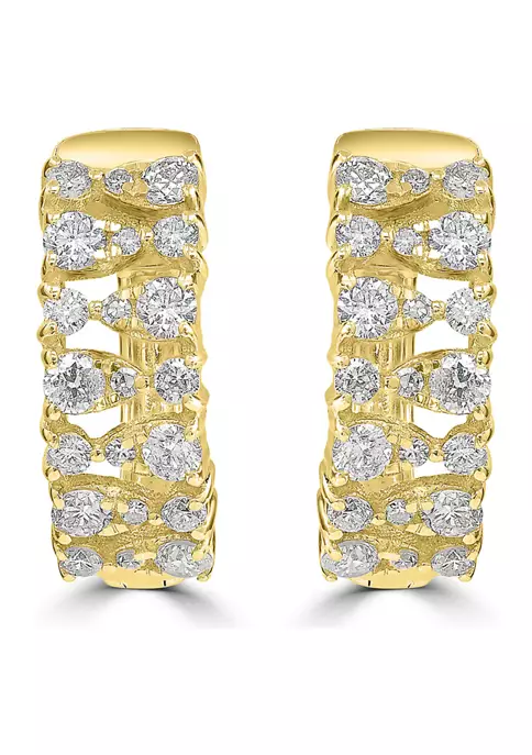 Flash Sale ⌛ 1/2 ct. t.w. Diamond Hoop Earrings in 14K Yellow Gold by Belk & Co. ⭐ 4 Flash Sale ⌛ 1/2 ct. t.w. Diamond Hoop Earrings in 14K Yellow Gold by Belk & Co. ⭐ - Image 4