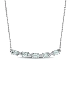 Cheap 😉 2 ct. t.w. Aquamarine and 1/7 ct. t.w. Diamond Bar Necklace in 14K White Gold by Belk & Co. ⌛
