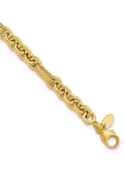 Best reviews of ✔️ 14K Yellow Gold Polished and Textured Fancy Link Bracelet by Belk & Co. 😀