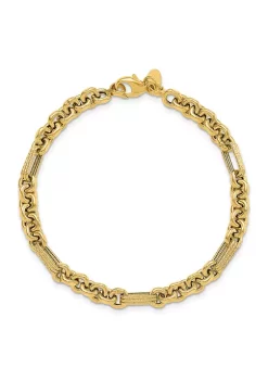 Best reviews of ✔️ 14K Yellow Gold Polished and Textured Fancy Link Bracelet by Belk & Co. 😀 -DealsBelk & Co. Store Belk 30459