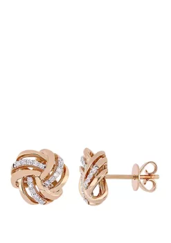 Coupon ✨ 1/6 ct. t.w. Diamond Knot Stud Earrings in 14K Rose Gold by Belk & Co. 🤩